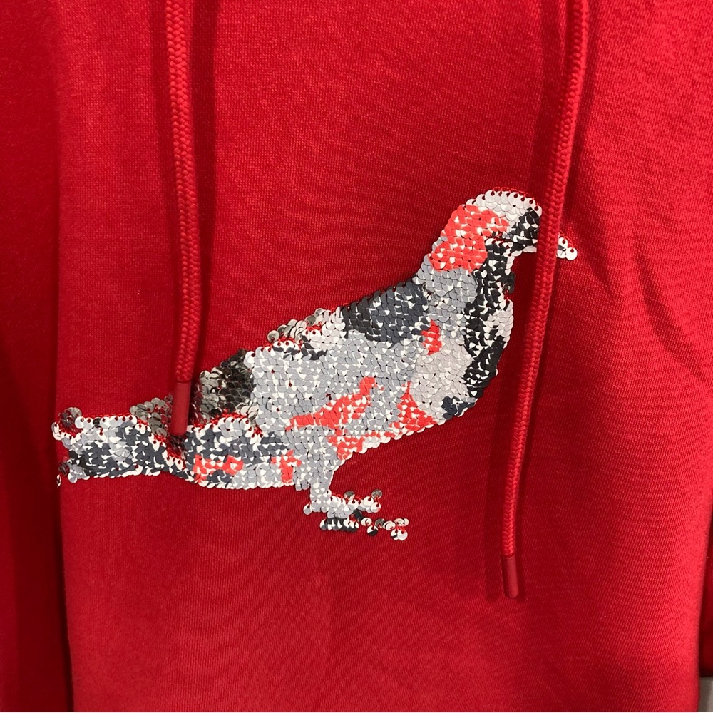Staple Red Hoodie with Sequin Bird Design - Picture 2 of 14